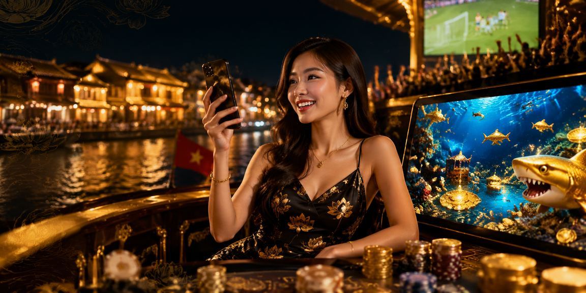 Người dùng xem xổ số trực tuyến trên di động trong quán cà phê Hội An