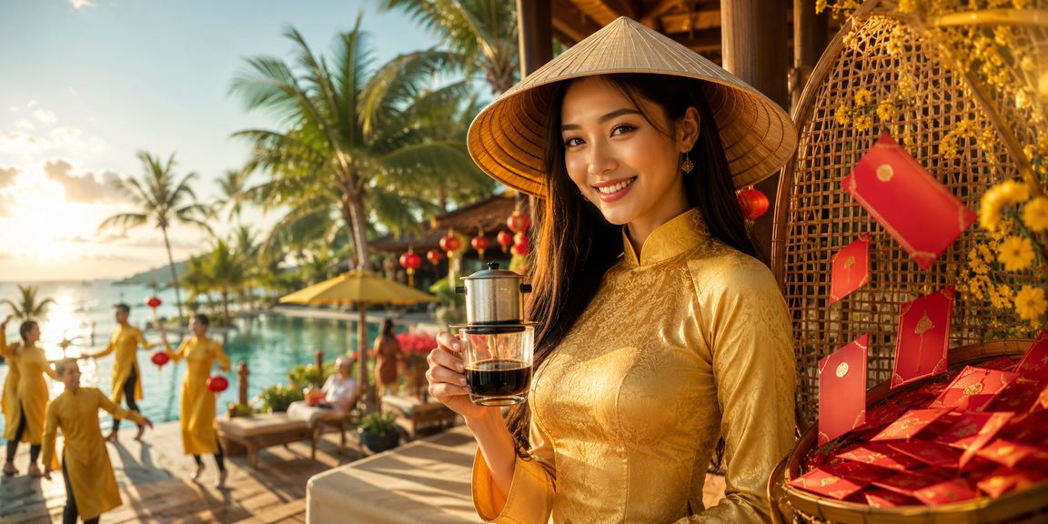 Khung cảnh Phú Quốc với phong cách lễ hội và ưu đãi cho người dùng mới